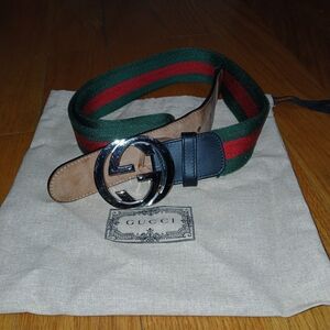 Gucci Black and Green Men's Belt